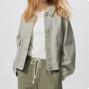 Classic Light Sage Button-Up Jacket - Uniqlo